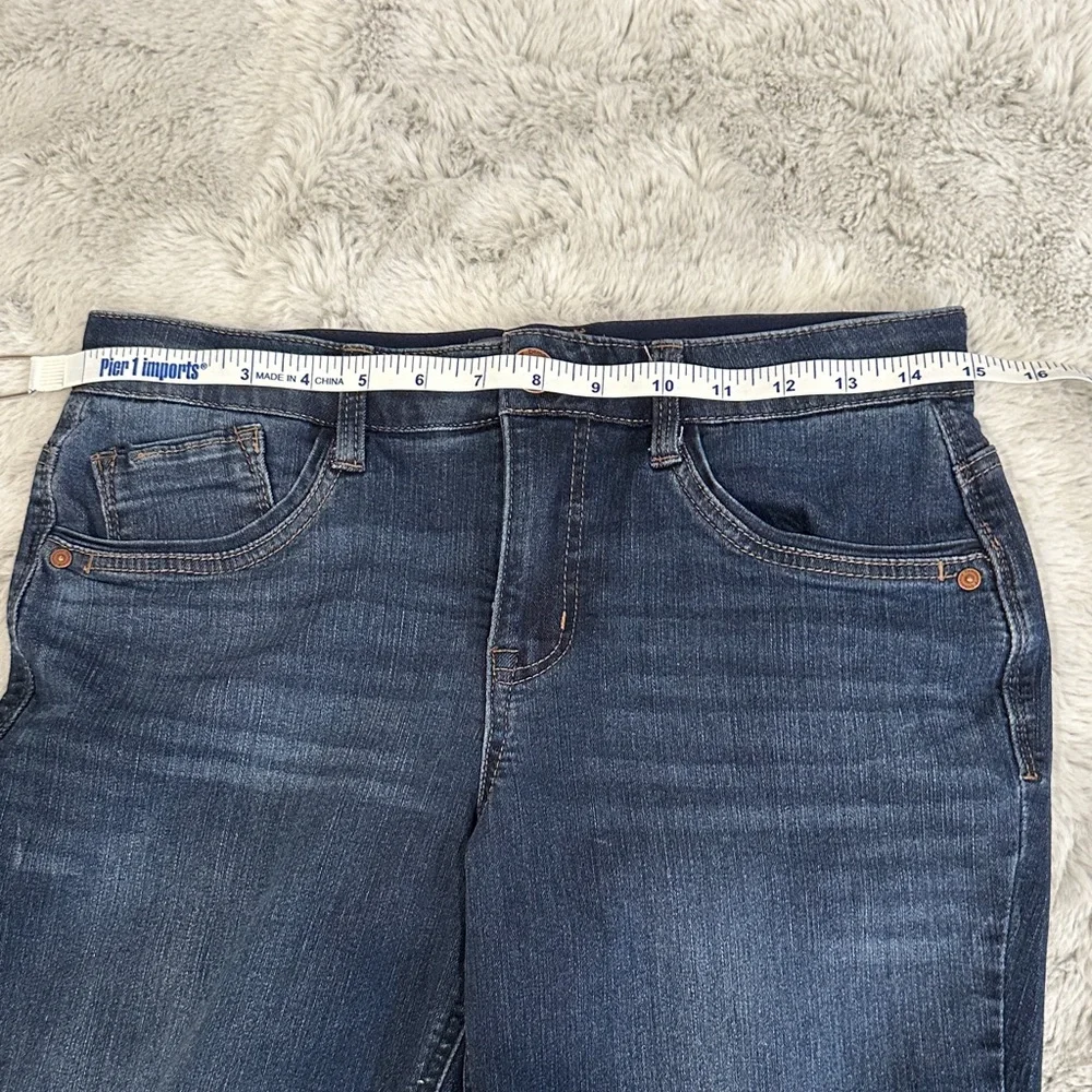 Democracy Ab Solution Crop Jeans Dark Wash Fray Hem Size 6 Sculpt Stretch - Picture 8 of 10